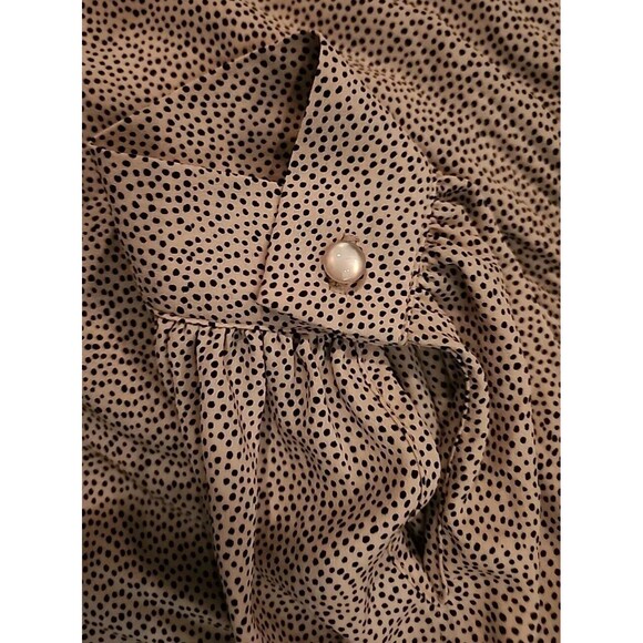 Adrianna Papell Womens Size Small Blouse Tan Mini Polka Dots Tunic Long Sleeve - Picture 4 of 9